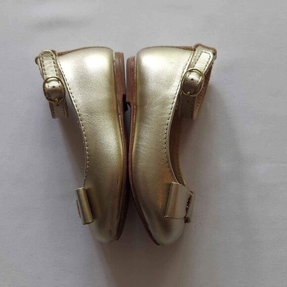 Janie & Jack Gold Metallic Bow Flats ~ Sz 4 - Picture 4 of 6